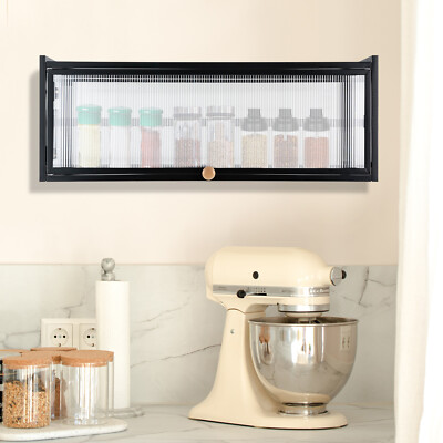 Wall-Mounted Cabinet Flip-Up Door Kitchen Wall Cabinet Translucent Strip Cabinet