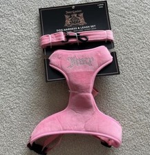 NWT Juicy Couture Pet 6 Ft Velour Dog Leash  Bedazzled Harness Hot Pink Size L