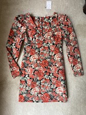 $128 NWT Free People Cord Floral Kapowski Puff Sleeve Mini Dress Women’s Size 2