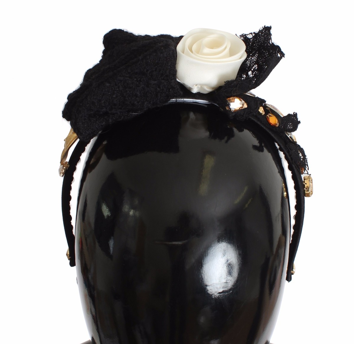 Dolce & Gabbana Diadem Headband Tiara White Rose Crystal Hair Women\'s Gold Dolce & Gabbana Black Lemons Sicily Purple Crystal Net  main image 4