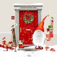 20 Servietten Wichtelhaus Wichtel Weihnachten Geschenke HaustüR Rot Weiß 33X33Cm