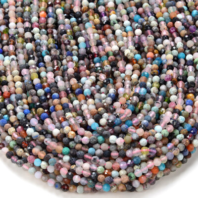 4MM Natural Multi Color Mix Stones Micro Faceted Round 15 inch (80016320-P56)
