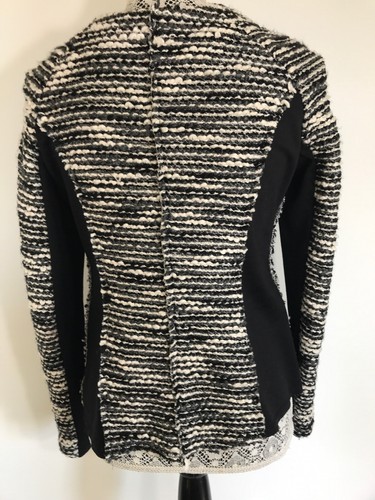 Red Saks Fifth Avenue Knit Jacket Blazer Lightweight Unlined Womens Sz S Black - Picture 3 of 11