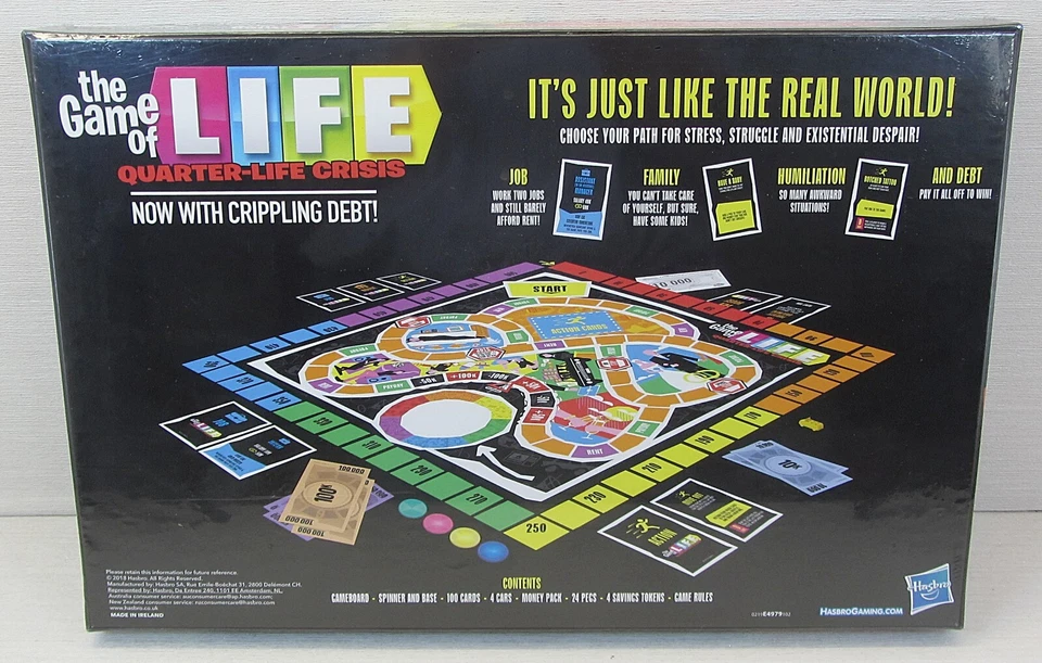 The Game of Life Quarter Life Crisis Board Game Hasbro Parody Adult NEW Sealed - Image 3 of 3