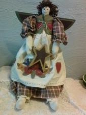 country primitive felt applique angel doll home decor