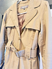 Kenneth Cole Reaction size XS Women's Khaki Tan Trench Coat Mermaid Flare & Belt