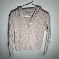 Polo Jeans Ralph Lauren Girls Long Sleeve Button Cable Knit Hooded Sweater XL