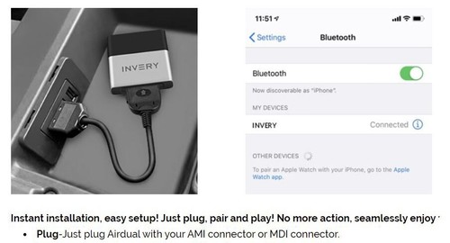 INVERY Airdual Bluetooth 5.0 AptX-HD Adapter ipod Land Rover Range Rover Jaguar - Picture 4 of 4