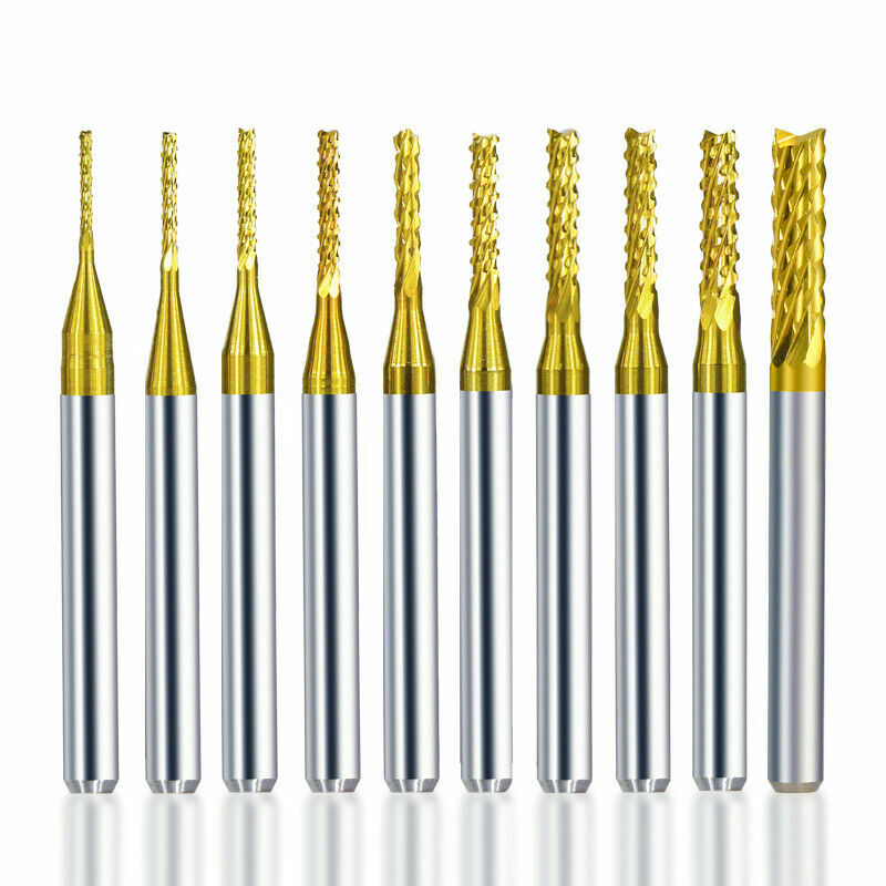 10 Stk PCB Fräser 0.5 - 3 mm Schaftfräser Hartmetall CNC Schneideinsätze Bohrer