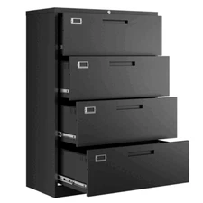 Metal Vertical File Storage Cabinet,4 Drawer Filing Cabinet with Lock for Office