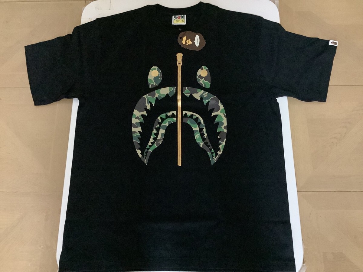 Authentic a bathing ape bape abc camo shark tee t shirt black