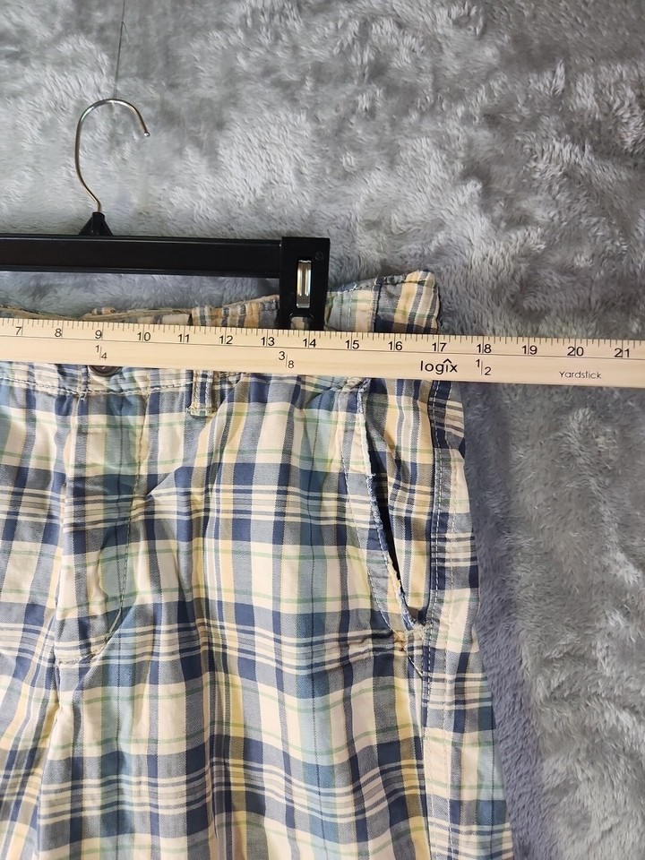 Abercrombie & Fitch Shorts SZ 32 Blue Plaid Heavyweight Cotton Baggy