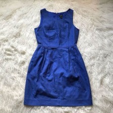 J CREW TEXTURED ELECTRIC BLUE COTTON DRESS