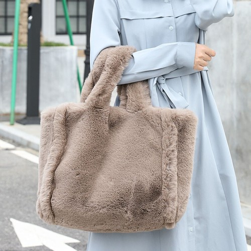 New Womens Ladies Faux Fur Handbag Tote Bag Fluffy Furry Fashion Party Bag - Picture 2 of 18
