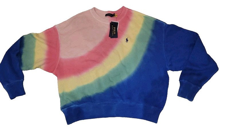 🌺 Women's M Ralph Lauren Polo Tie Dye Sweat Shirt New NWT Long Sleeve Top 