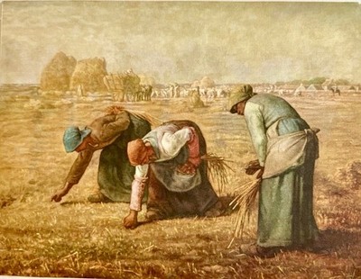 Vintage Art Print Jean-Francois Millet  The Gleaners  Back side Harvest Prayer
