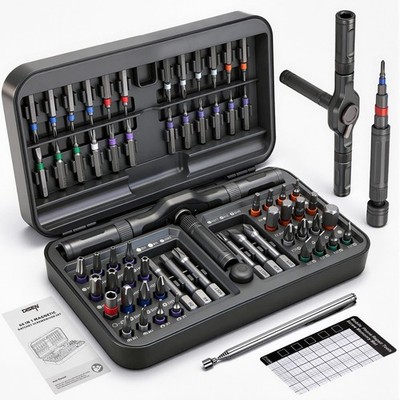 68 in 1 Ratcheting Screwdriver Set, 58-Tooth T-Handle with Magnetic Pickup & ...