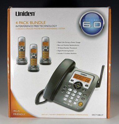 Uniden 6.0 Digitaldect 1588-3T 4 Pack Bundle Cordless New In Box 