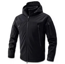 Winter Softshell Fleece Jacket for Men - Black M to 3XL Windproof Thermal Coat