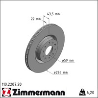 2X Zimmermann 110.2207.20 Bremsscheibe FüR Alfa Romeo Fiat Opel Lancia 156 147