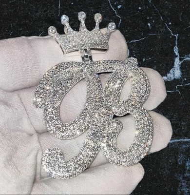 14K White Gold Plated 2.50Ct Round Lab-Created Diamond Crown ''B'' Letter Pendant