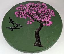 Sakura Tree Pink 10in Stepping Stone Garden Lawn Cute Birds Decorations U50