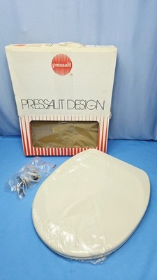 Vintage Pressalit Toilet Seat - Bone - Stainless Hardware - New - Dania Round