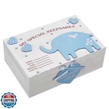 Soaoo 3D Wooden Baby Boys Memories Keepsake Box Baby Girls Elephant First Kee