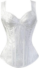 Women'S Lace up Gothic Jacquard Shoulder Straps Tank Overbust Shaper Corset Bust