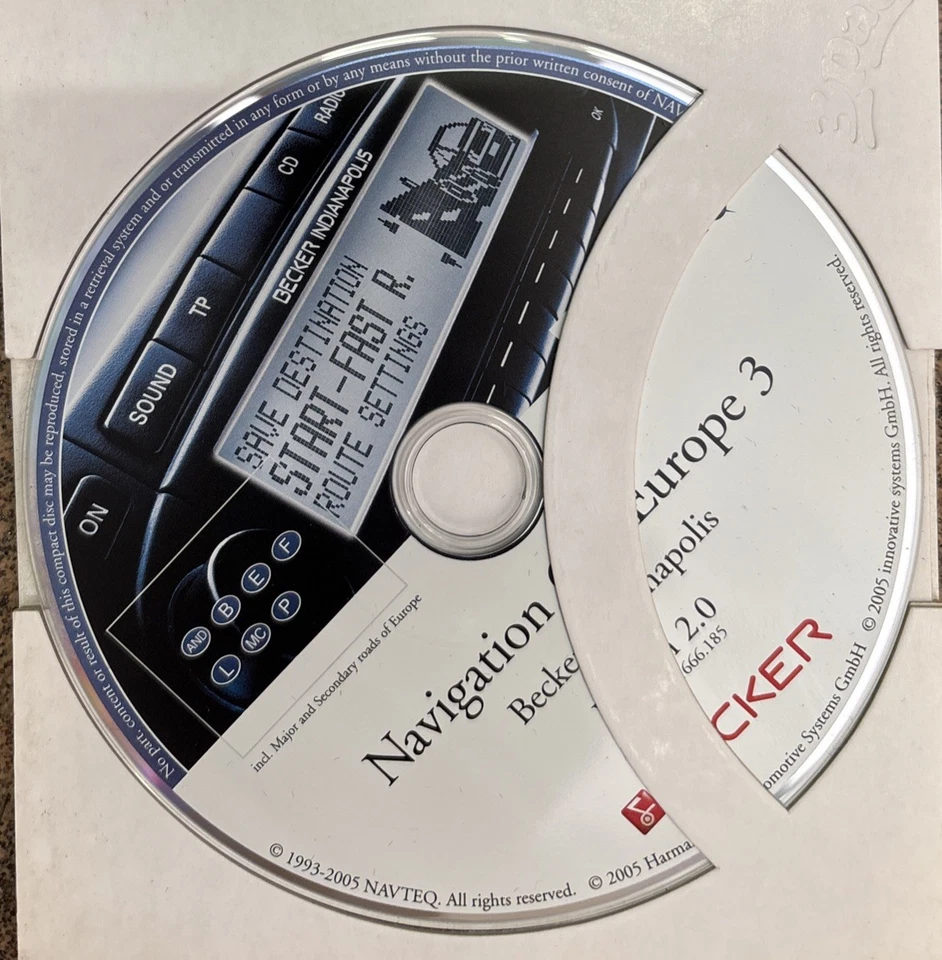 4X Org. CD NAVIGATION BECKER INDIANAPOLIS Version 2.0 EUROPA - Bild 3 von 4