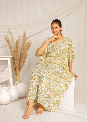 Ropa de dormir, caftán indio, maxi vestido, bikini cubre algodón suave... - Imagen 8 de 9