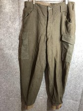 Vintage Military Wool Field Pants 34 Cargo Pockets Green Swiss Winter Trousers