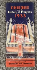 1933 Chicago World's Fair Standard Oil Map Century of Progress Service Station