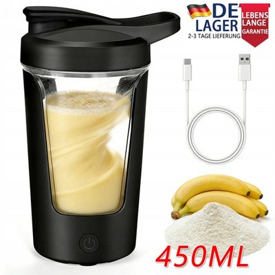Elektrischer Protein Shaker 450 ML für Proteinshakes und Sportgetränke Schwarz