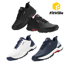 FitVille Men's Spiked Golf Shoes Water-Resistant No-Slip Professional Golf Shoes