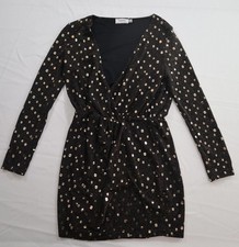 Flounce London Dress Womens UK 10 Black Gold Sparkly Party Metallic Evening
