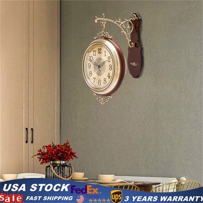 Unique Wooden Wall Clock Quartz Clock Silent Clock Non-Ticking Double Sided