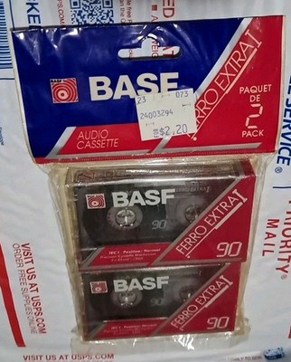 Sealed 2-Pack BASF Ferro Extra I 90 Cassette Tapes 1988-1989 Free Shipping!!