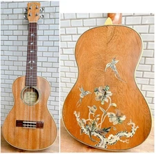 Alulu Solid Acacia Koa Tenor Ukulele,hummingbird pattern,satin polished UKT20