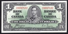 Canada 1937 $1 One Dollar Banknote Coyne - Towers R/N 6697832