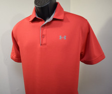 Under Armour Golf Polo Red HeatGear Loose Performance Short Sleeve Mens Medium