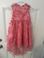 Rare Editions Pink Floral Mesh Satin Girls' Dress Flower Girl Ball Communion