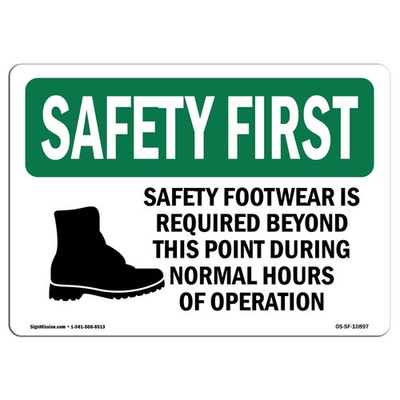 #ad OSHA Safety First Sign Safety Footwear is Required with Symbol Vinyl Labe... $47.13