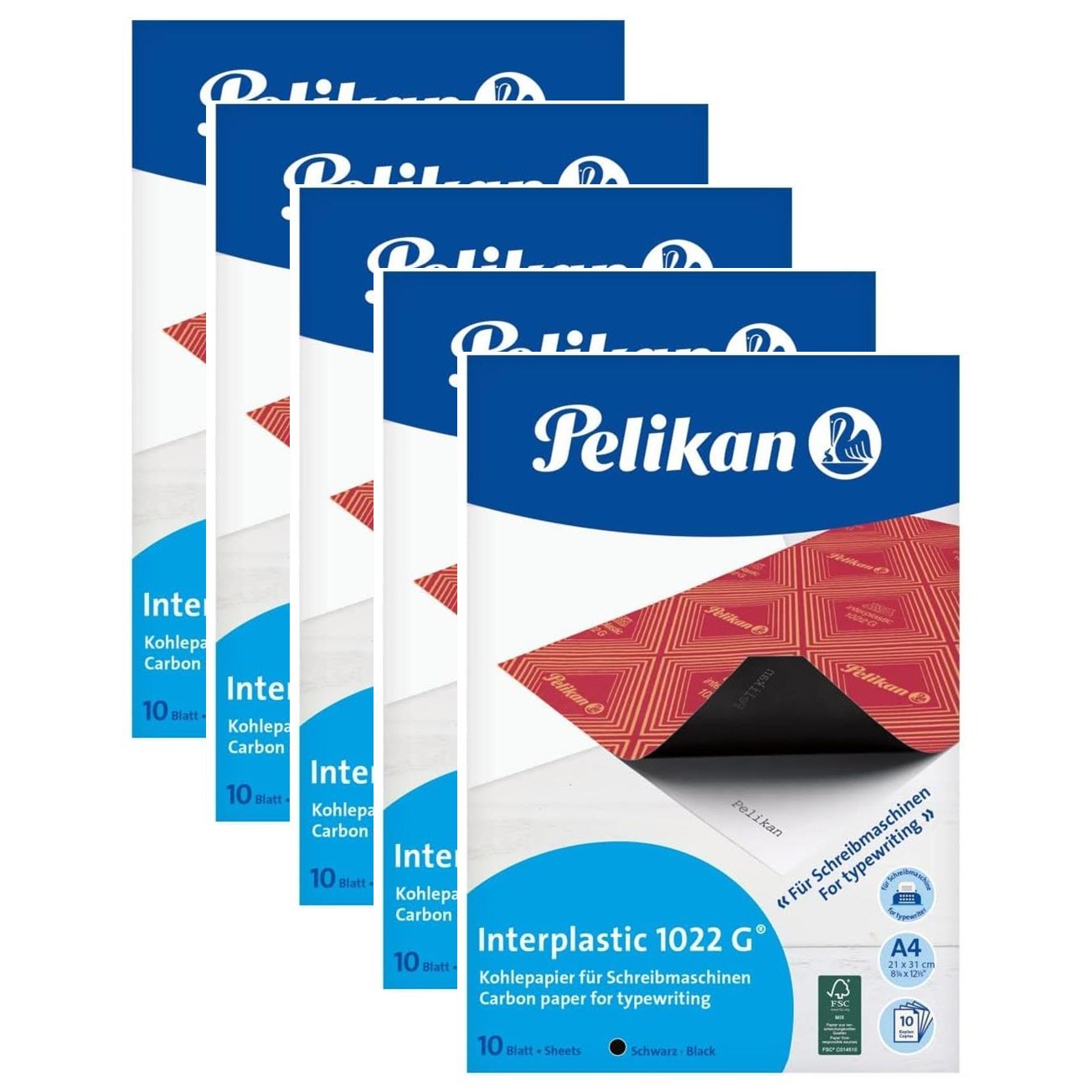 Papier carbone format lettre Pelikan Interplast pour machine à écrire et duplication