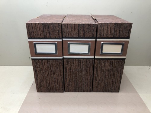 Lot of 3 Fellowes Deluxe Magazine File Box Corrugated Cardboard Woodgrain B3