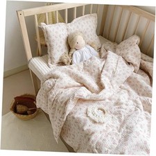 Aesthetic Print Muslin Quilt Blanket 1 Piece for Boys Girls, Pink Floral