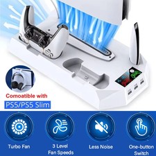 PS5 Slim/PS5 Vertical Cooling Fan Stand Controller Charger Station For PS5