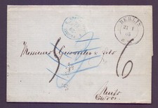 Faltbrief 1865 aus BERLIN nach NUITS Cote D'Or Frankreich + Transitstempel (755)