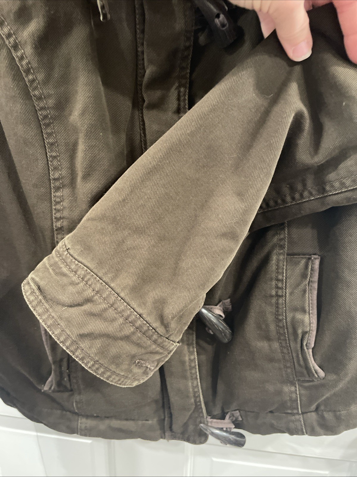 Vtg Y2K Rare Hollister Jacket Womens Green Sherpa Lined Utility Workman Coat S