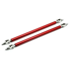 2X Red Adjustable Front Bumper Lip Splitter Spoiler Strut Rod Tie Support Bar